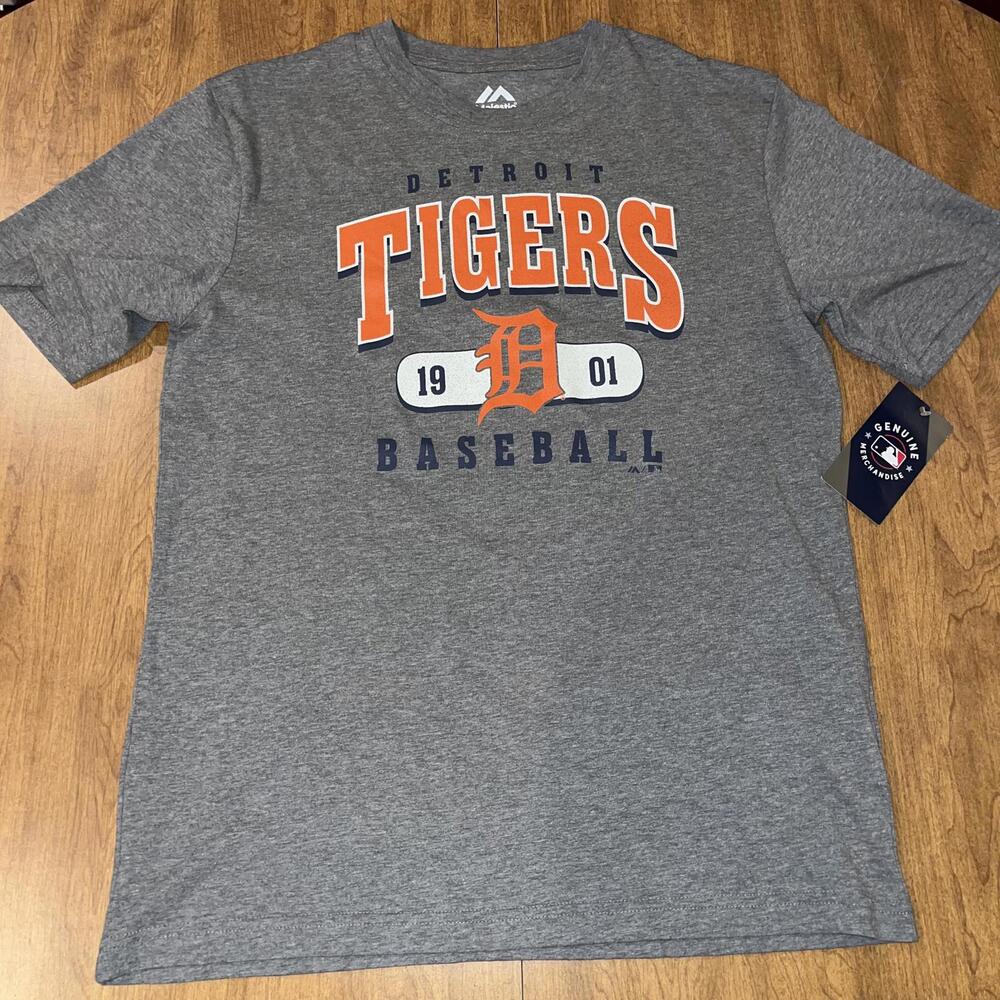 MLB Majestic Detroit Tigers Gray Baseball T-Shirt Men's Size Medium NWT